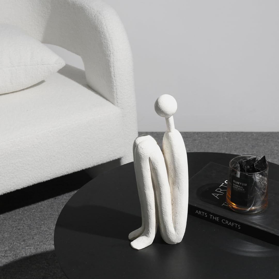 Decorative Bookends for Shelves，Bookends for Heavy Books Resinous Thinker Statue,Book Shelf Decor，Modern Creative Office Company Bookends Ornament Decorations