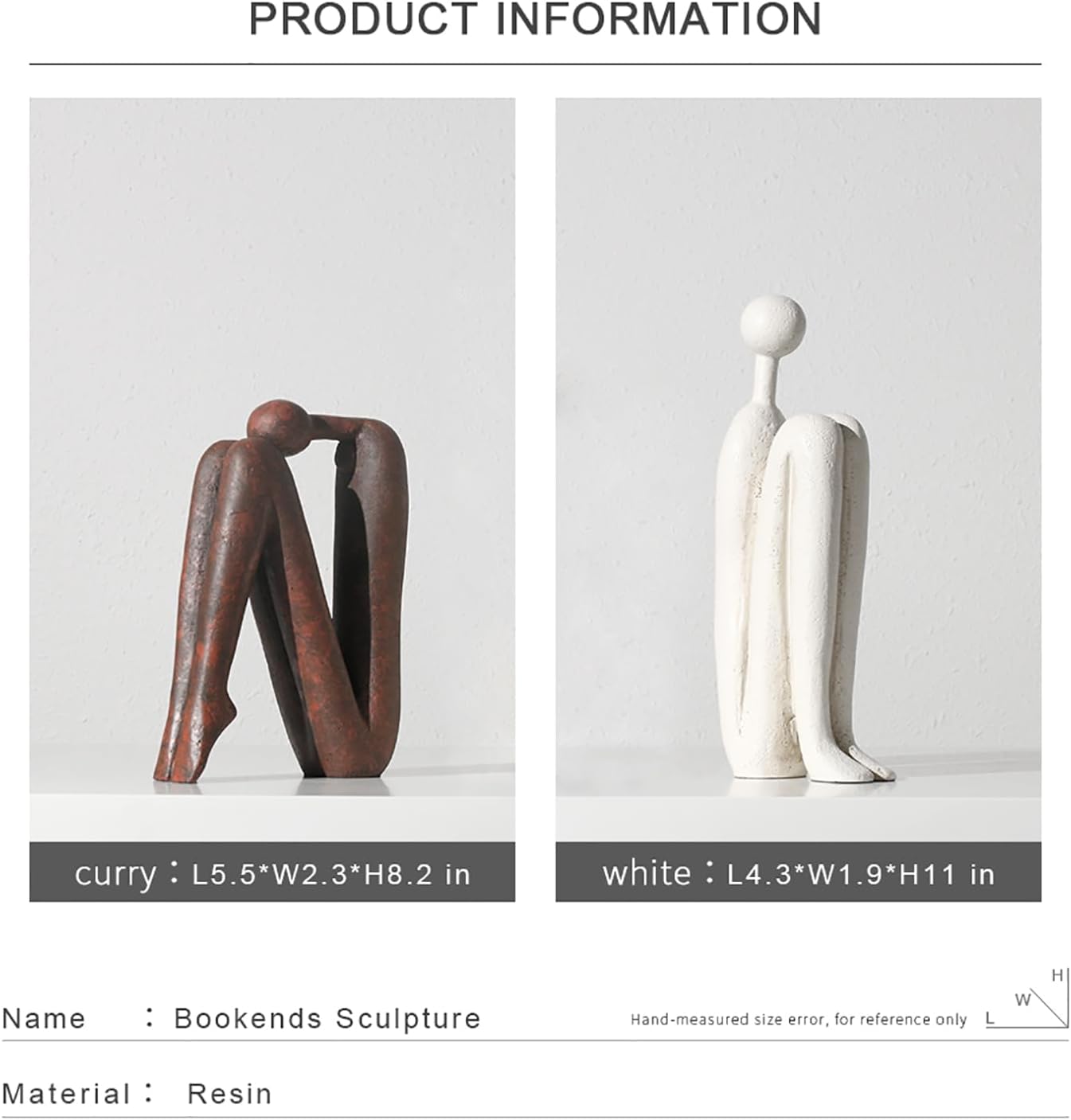 Decorative Bookends for Shelves，Bookends for Heavy Books Resinous Thinker Statue,Book Shelf Decor，Modern Creative Office Company Bookends Ornament Decorations