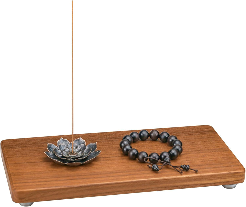 12.6"x5" Solid Teak Wood Riser & Tray - Farmhouse Organizer with Non-Slip Base | Rustic Bathroom & Kitchen Tray for Countertop, Sink Decor | Natural Finish Pedestal Stand (Neutral Home Decor)