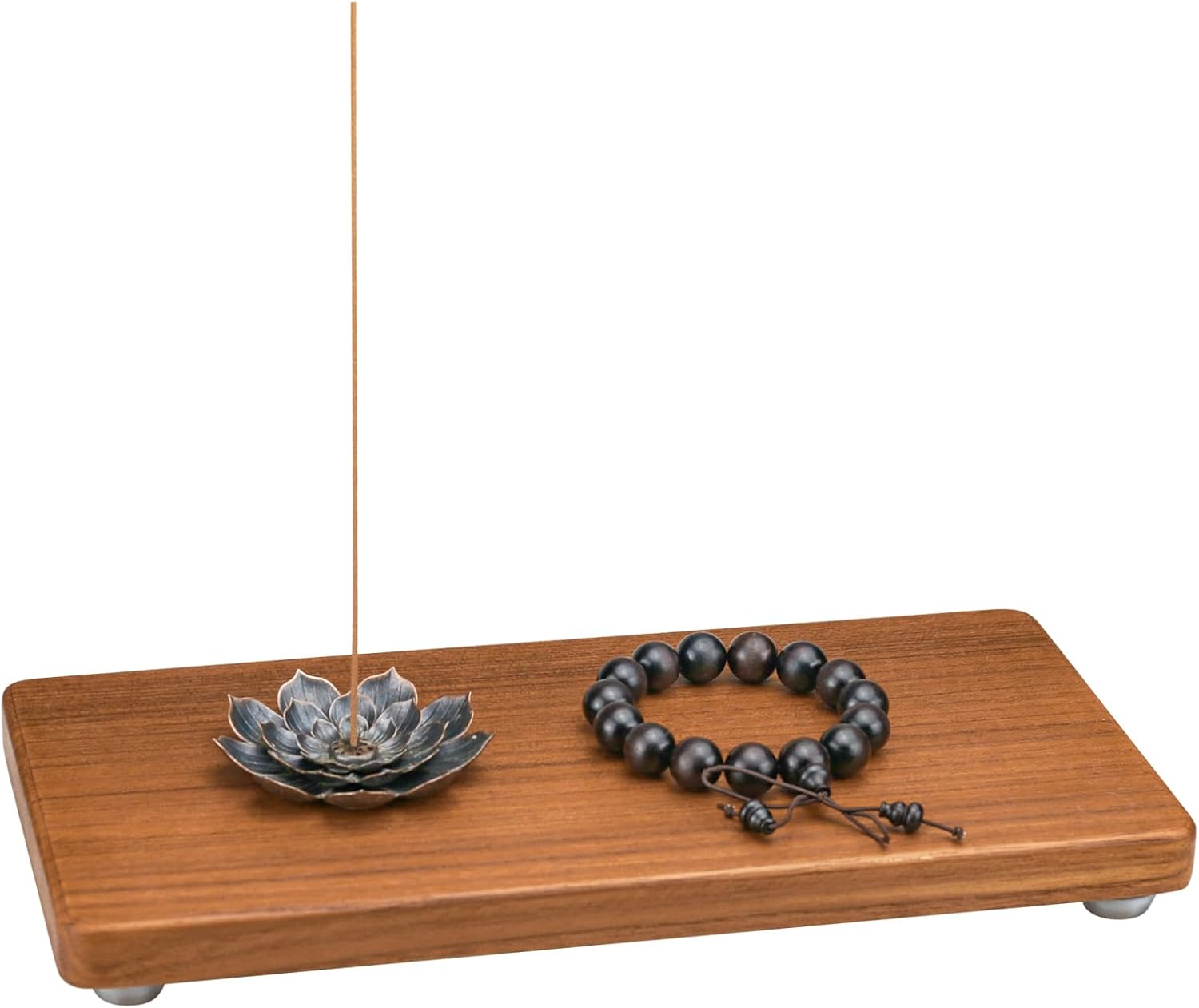 12.6"x5" Solid Teak Wood Riser & Tray - Farmhouse Organizer with Non-Slip Base | Rustic Bathroom & Kitchen Tray for Countertop, Sink Decor | Natural Finish Pedestal Stand (Neutral Home Decor)