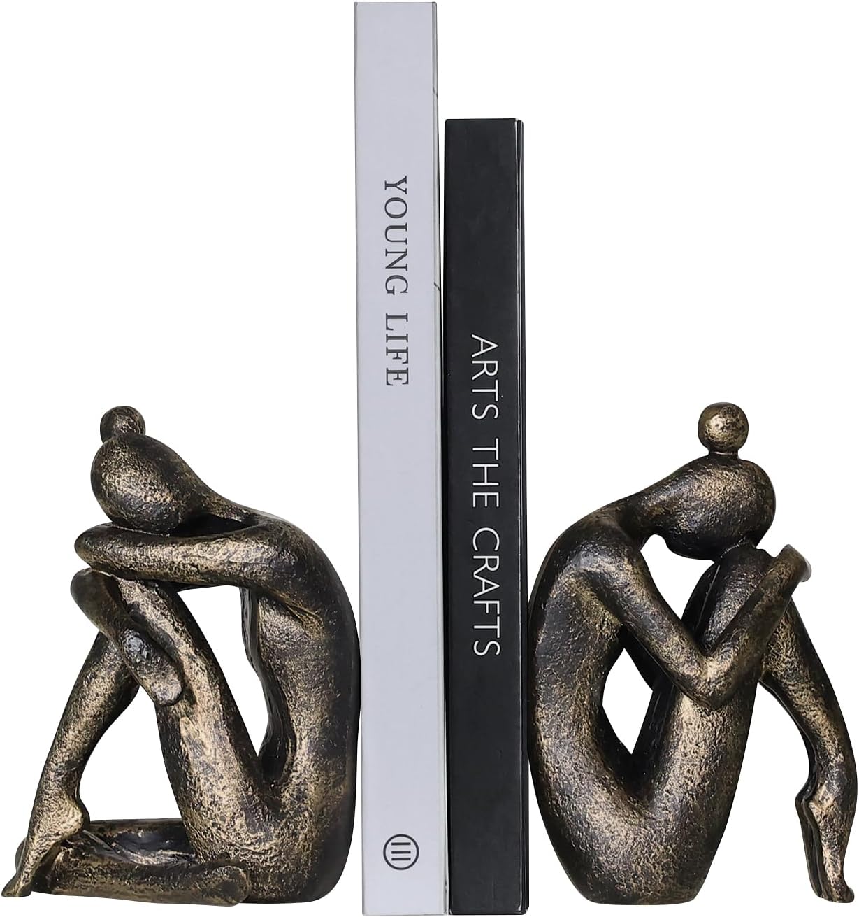 Decorative Bookends for Shelves，Bookends for Heavy Books Resinous Thinker Statue,Book Shelf Decor，Modern Creative Office Company Bookends Ornament Decorations